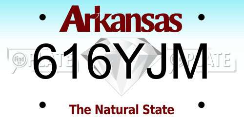 616YJM Arkansas License Plate