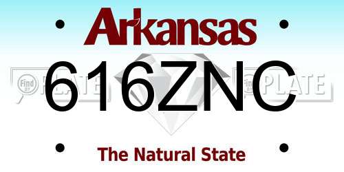 616ZNC Arkansas License Plate