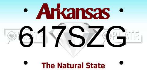 617SZG Arkansas License Plate