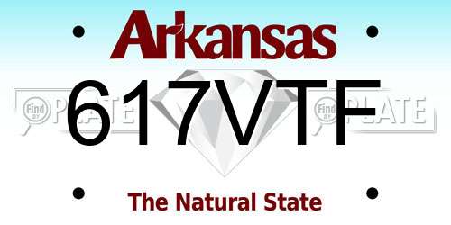 617VTF Arkansas License Plate