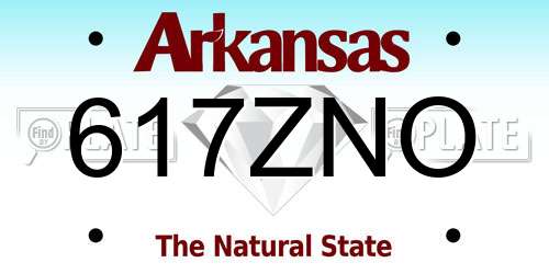 617ZNO Arkansas License Plate
