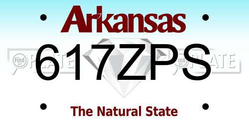 617ZPS Arkansas License Plate