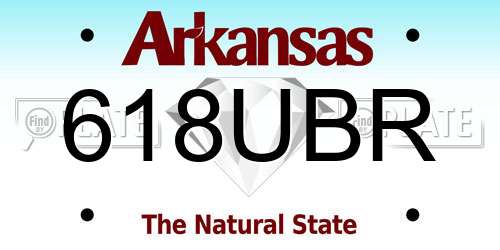 618UBR Arkansas License Plate