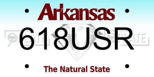 618USR Arkansas License Plate