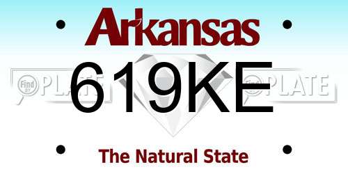 619KE Arkansas License Plate
