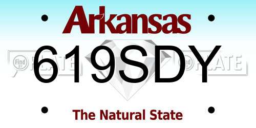 619SDY Arkansas License Plate