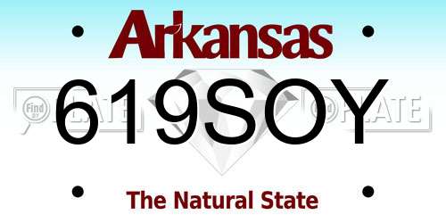 619SOY Arkansas License Plate