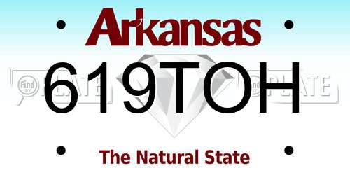 619TOH Arkansas License Plate