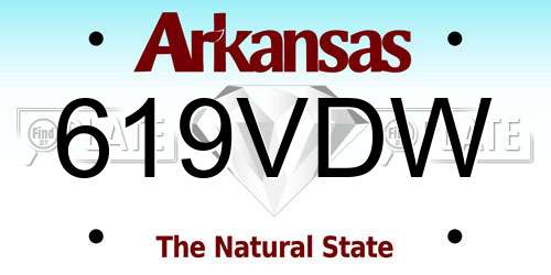619VDW Arkansas License Plate