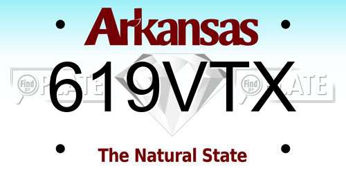619VTX Arkansas License Plate