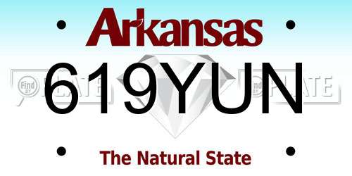 619YUN Arkansas License Plate