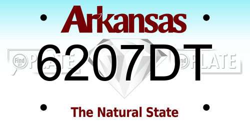 6207DT Arkansas License Plate