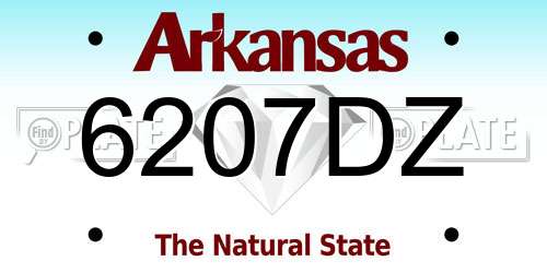 6207DZ Arkansas License Plate