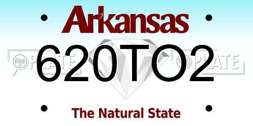 620TO2 Arkansas License Plate