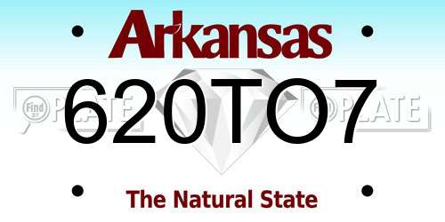 620TO7 Arkansas License Plate