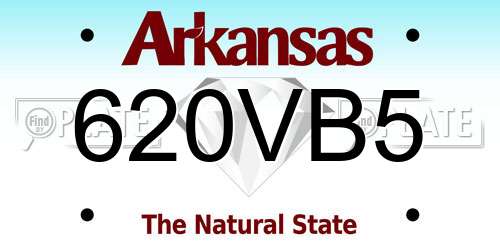 620VB5 Arkansas License Plate