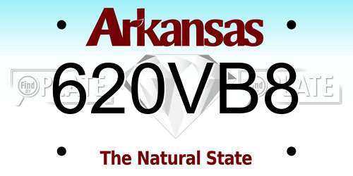 620VB8 Arkansas License Plate