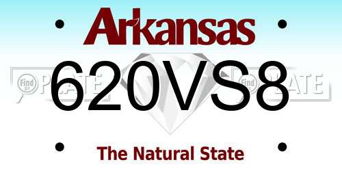 620VS8 Arkansas License Plate