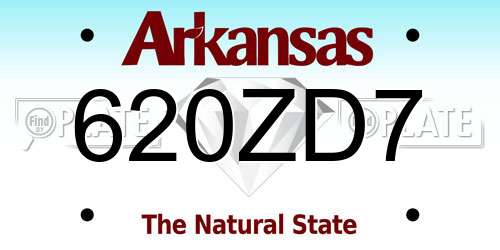 620ZD7 Arkansas License Plate
