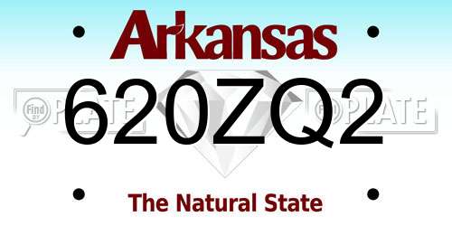 620ZQ2 Arkansas License Plate