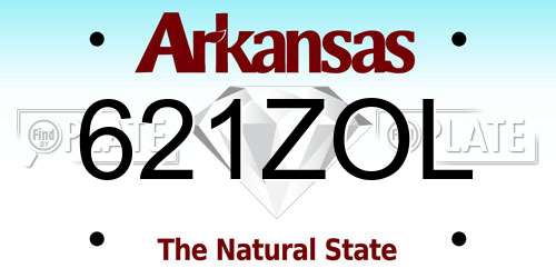 621ZOL Arkansas License Plate
