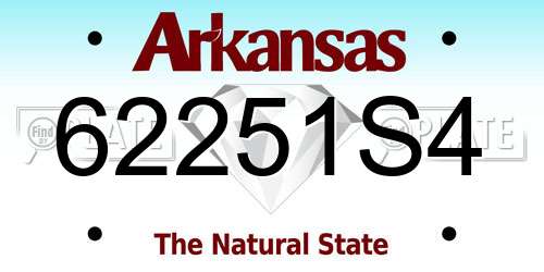 62251S4 Arkansas License Plate