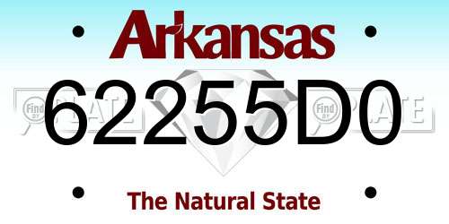 62255D0 Arkansas License Plate