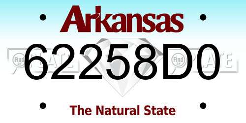 62258D0 Arkansas License Plate