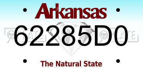 62285D0 Arkansas License Plate