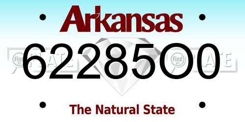 62285O0 Arkansas License Plate