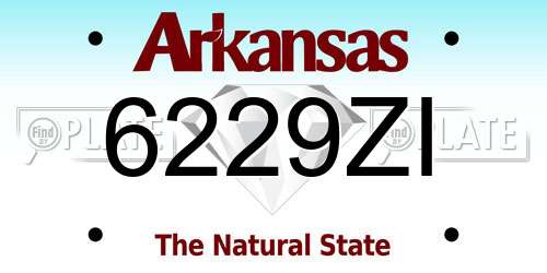 6229ZI Arkansas License Plate