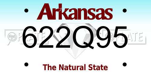 622Q95 Arkansas License Plate