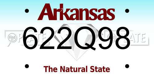 622Q98 Arkansas License Plate