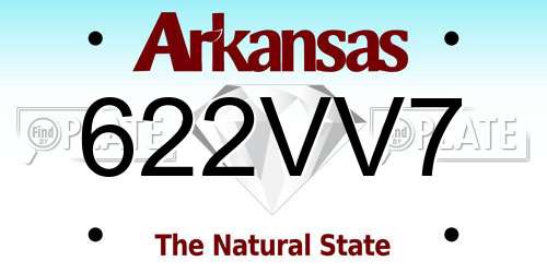622VV7 Arkansas License Plate