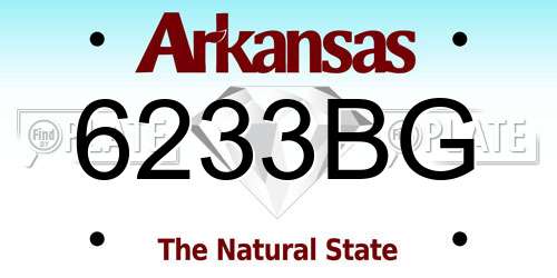6233BG Arkansas License Plate