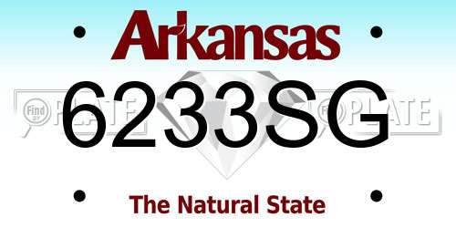6233SG Arkansas License Plate