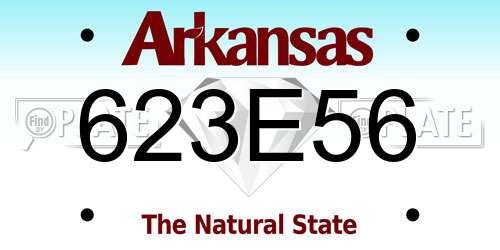 623E56 Arkansas License Plate