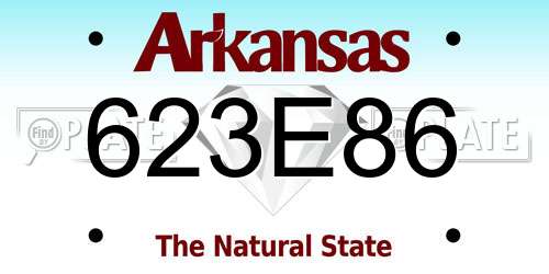 623E86 Arkansas License Plate