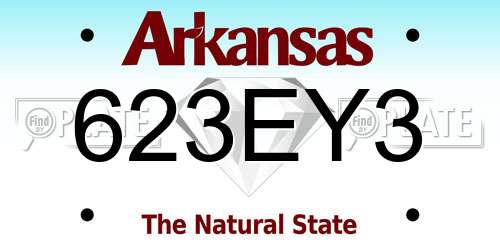623EY3 Arkansas License Plate