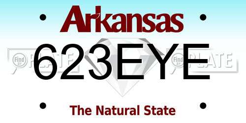 623EYE Arkansas License Plate