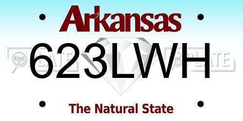 623LWH Arkansas License Plate