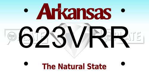 623VRR Arkansas License Plate