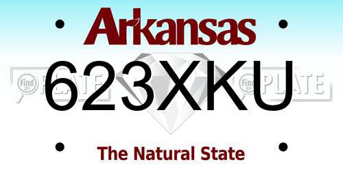 623XKU Arkansas License Plate