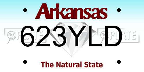 623YLD Arkansas License Plate