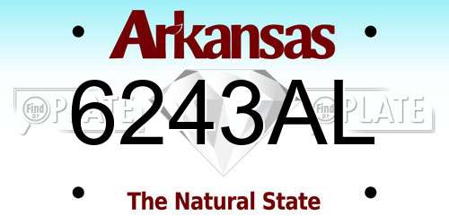 6243AL Arkansas License Plate