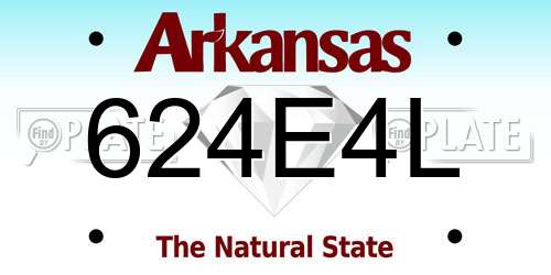 624E4L Arkansas License Plate