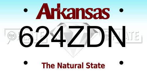624ZDN Arkansas License Plate