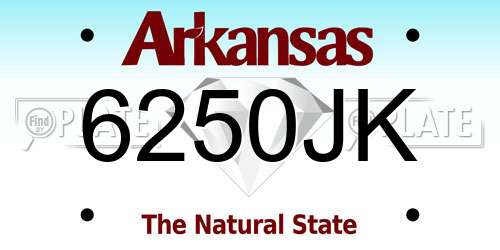 6250JK Arkansas License Plate