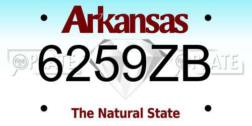 6259ZB Arkansas License Plate