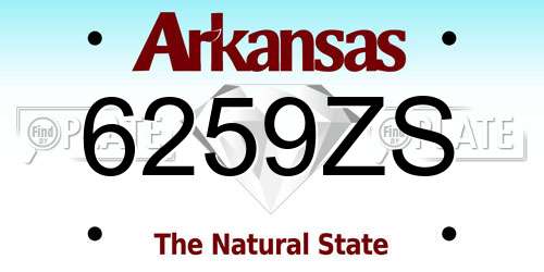 6259ZS Arkansas License Plate